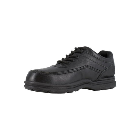 Rockport Works World Tour Steel-Toe Casual Oxford Work Shoe Black RK6761 Angled Medial Image