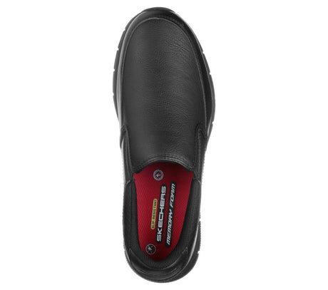 Skechers Work Nampa Groton Slip Resistant Shoe Black 77157/BLK Heel Image