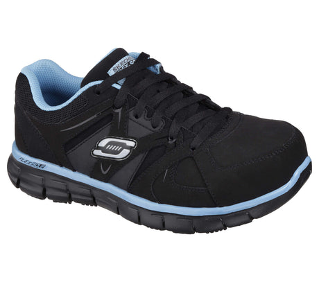 Skechers Work-Women's Sandlot Alloy Toe Synergy Work Shoe Black Blue-Steel Toes-2