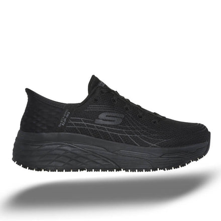 Skechers Work Shoe: Black shoe, lightweight and durable.
