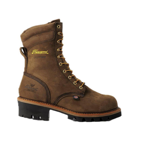 Thorogood Logger Series 9" Steel Toe Waterproof Boot Brown Stud Horse 804-3555 Hero