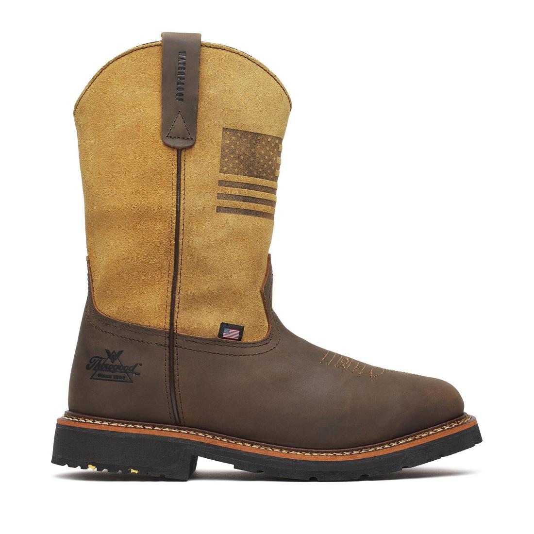 Thorogood Western 11" Comp-Toe Waterproof Square-Toe Boot Crazy Horse/Tan 804-4338 Hero