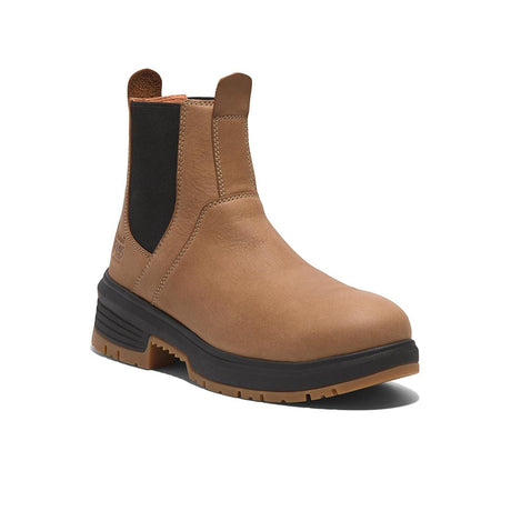 Timberland Pro Birchline Composite-Toe Chelsea Boot Full Grain Light Brown korn, TB0A669Y Angled Image 1