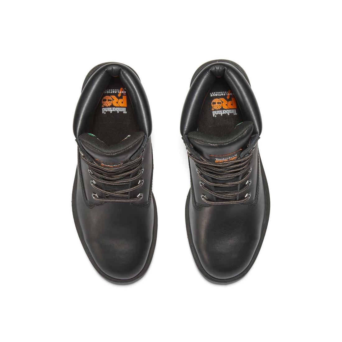Timberland Pro Direct Attach 6 Inch Steel-Toe Waterproof Ins 200G Work Boot Black Front-upper View