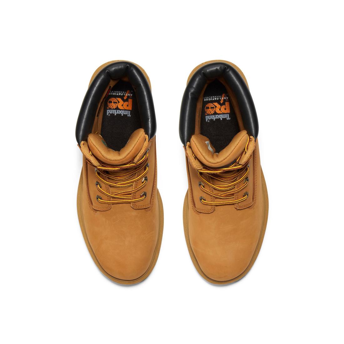 Timberland Pro Direct Attach 8 Inch Steel-Toe Waterproof Work Boot Wheat Front-upper View