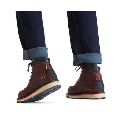 Timberland Pro Gridworks 6 Inch Soft-Toe Waterproof Boot Brown A1KRQ Back Legs View