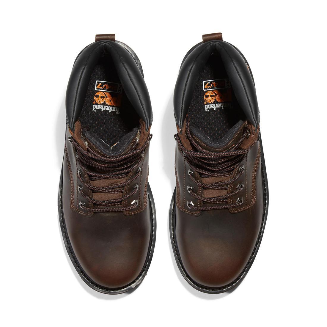 Timberland Pro Pit Boss 6 Inch Soft-Toe Boot Brown Top View