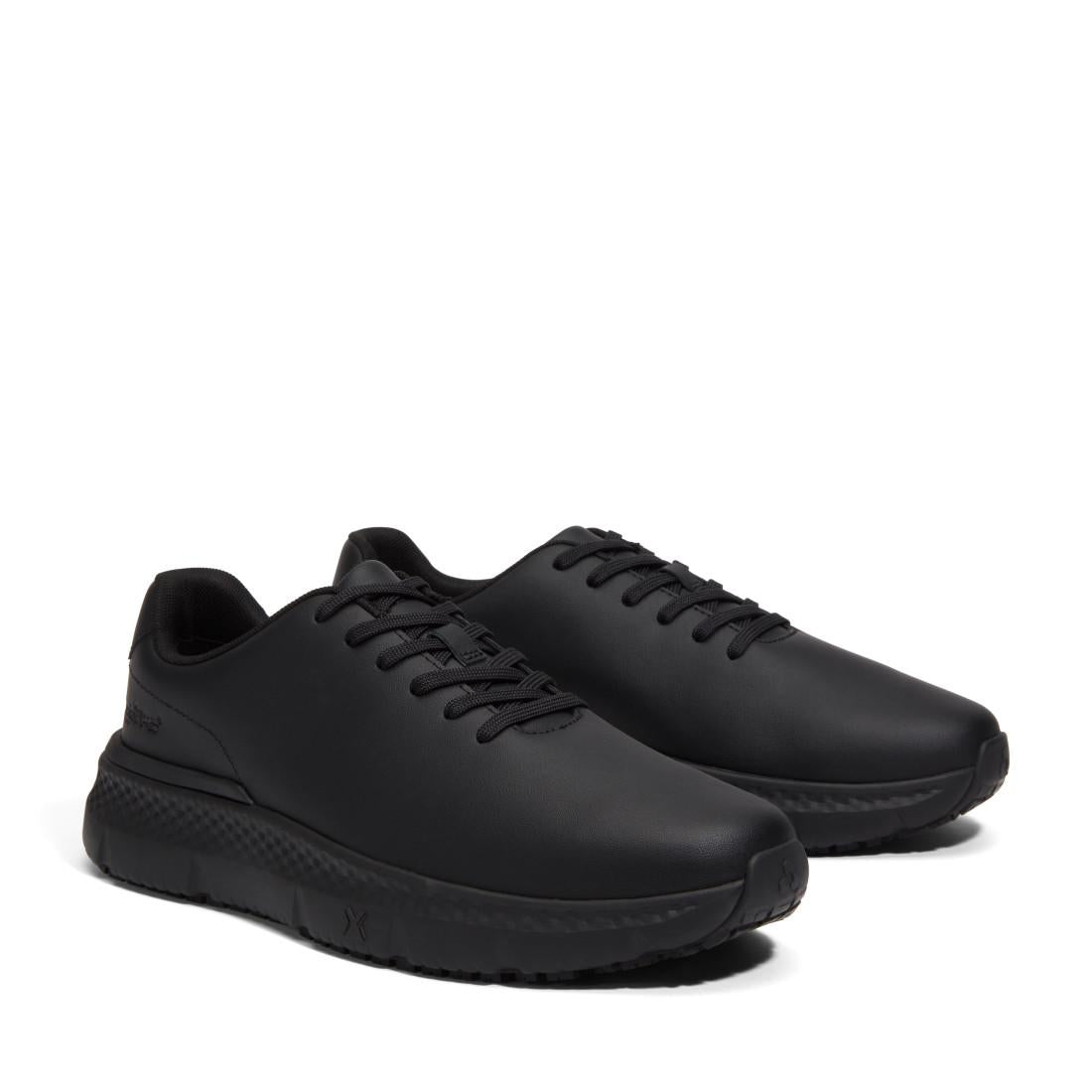 Timberland Pro Power Shift Slip Resistant Shoes – Black Leather Front-upper View