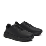 Timberland Pro Power Shift Women’s Slip Resistant Shoes – Black Leather Front-upper View