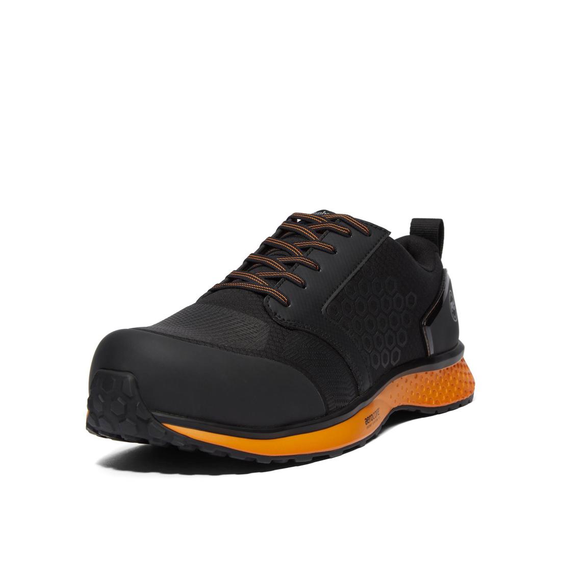 Timberland Pro Reaxion Composite-Toe Work Shoe Black\Orange A2123 Front View