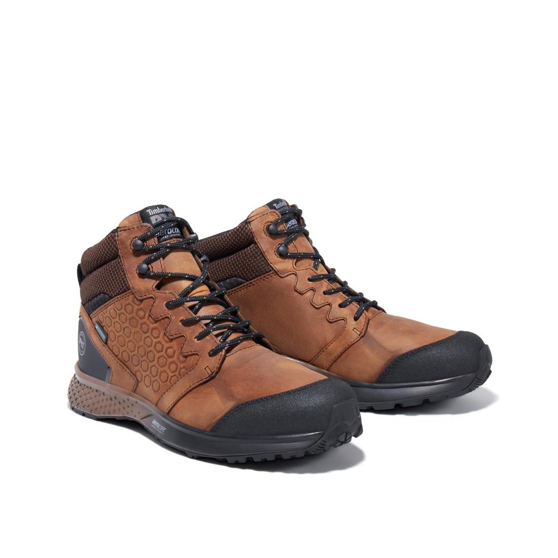 Timberland Pro Reaxion Soft-Toe Waterproof Boot Brown A27BG Both Front View