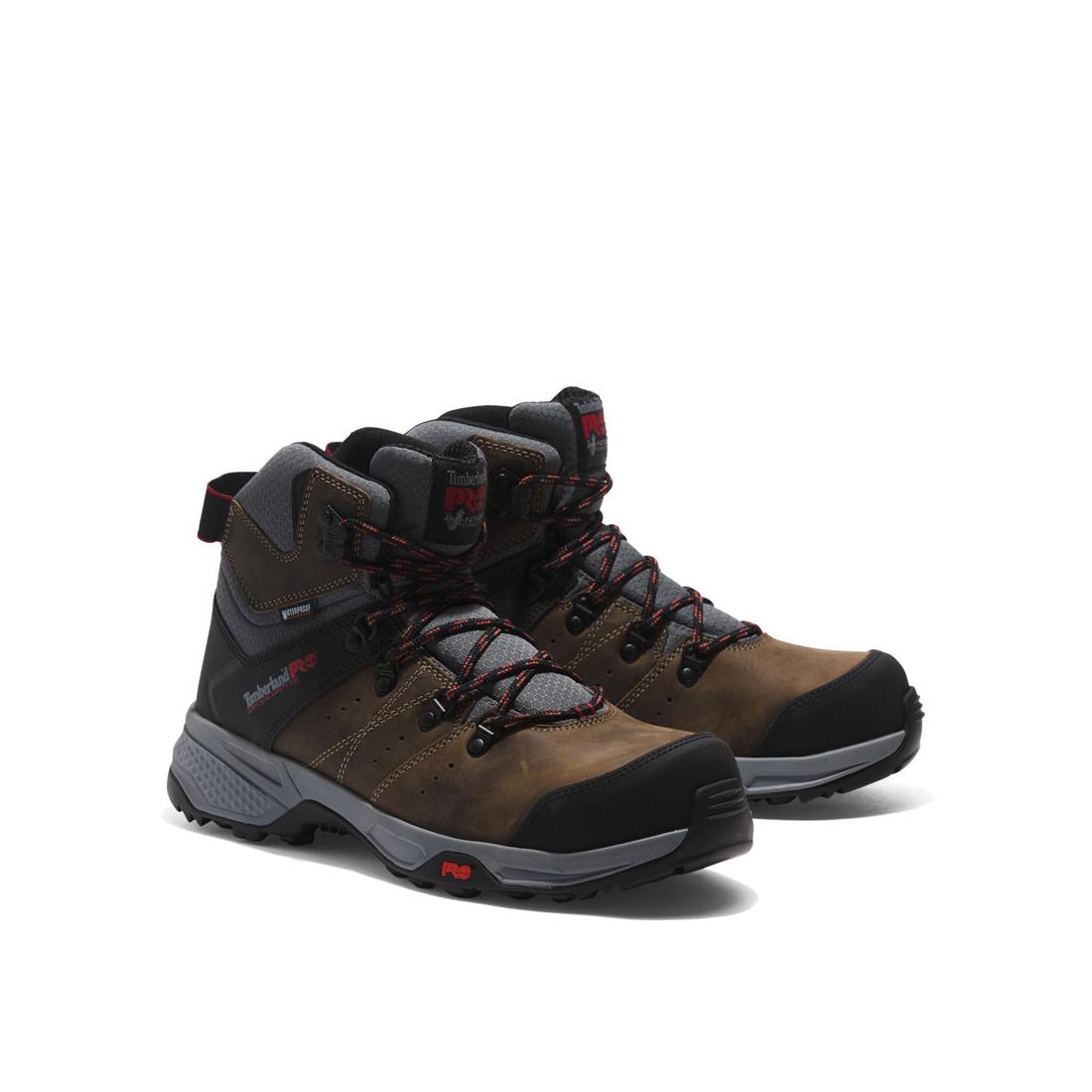 Timberland Pro Switchback 6 Inch Composite-Toe Waterproof Work Boot Brown/Grey A5SZ3 Both Front View