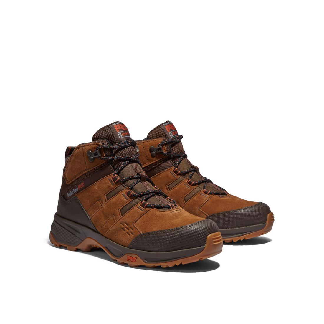 Timberland Pro Switchback LT 6 Inch Steel-Toe Work Boot Brown A2MTA Both Front View