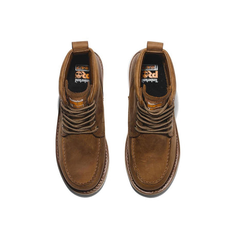 Timberland Pro Wedge 6 Inch Soft-Toe Moc Toe Boot Brown Front-upper View