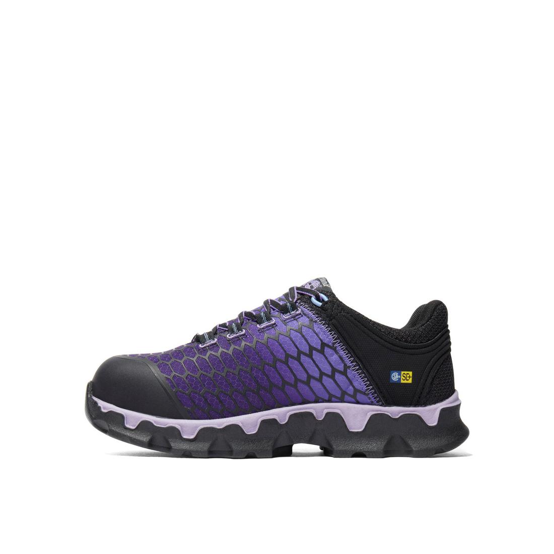 Timberland Pro Women's Powertrain Sport Alloy-Toe Work Shoe Black/Purple A1H1S Lateral View