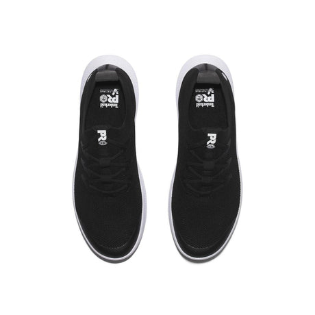Timberland Pro Women's Solace Soft-Toe Slip-On Shoe Black/White Front-upper View