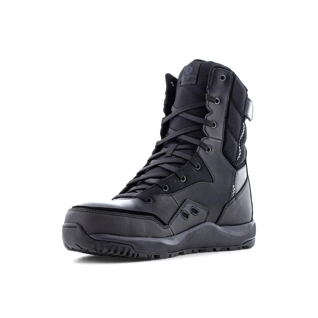 Volcom Street Shield 8 Inch Composite-Toe Tactical Work Boot Black VM30704 Angled Image