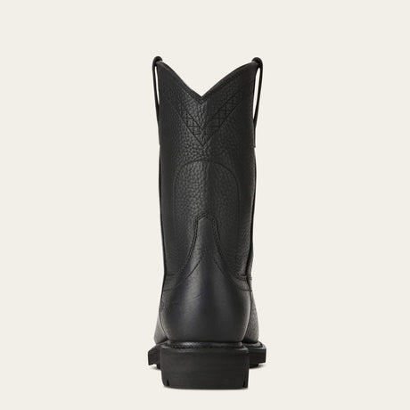 Ariat Sierra Steel Toe Work Boot in Black, heel view