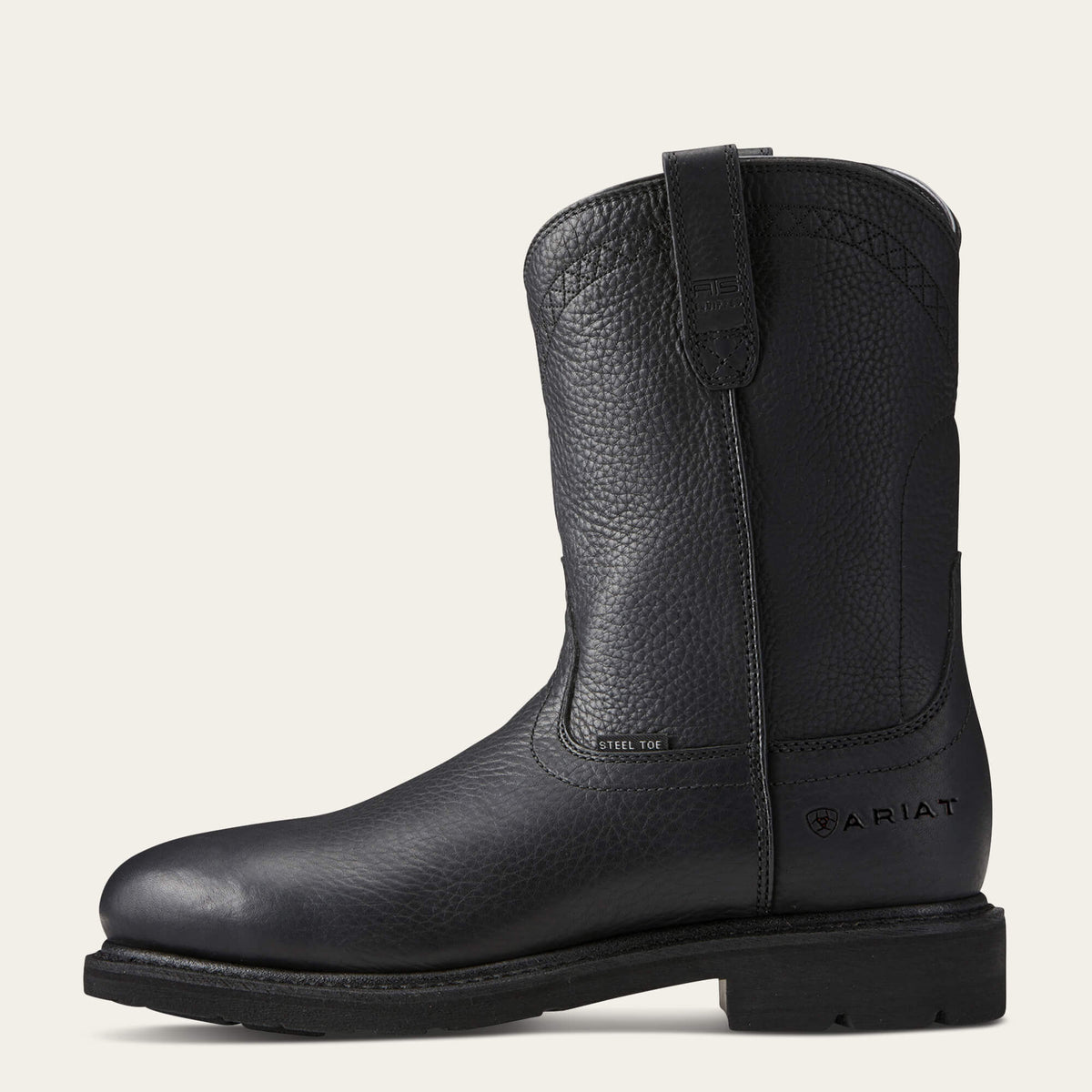 Ariat Sierra Steel Toe Work Boot in Black, side view