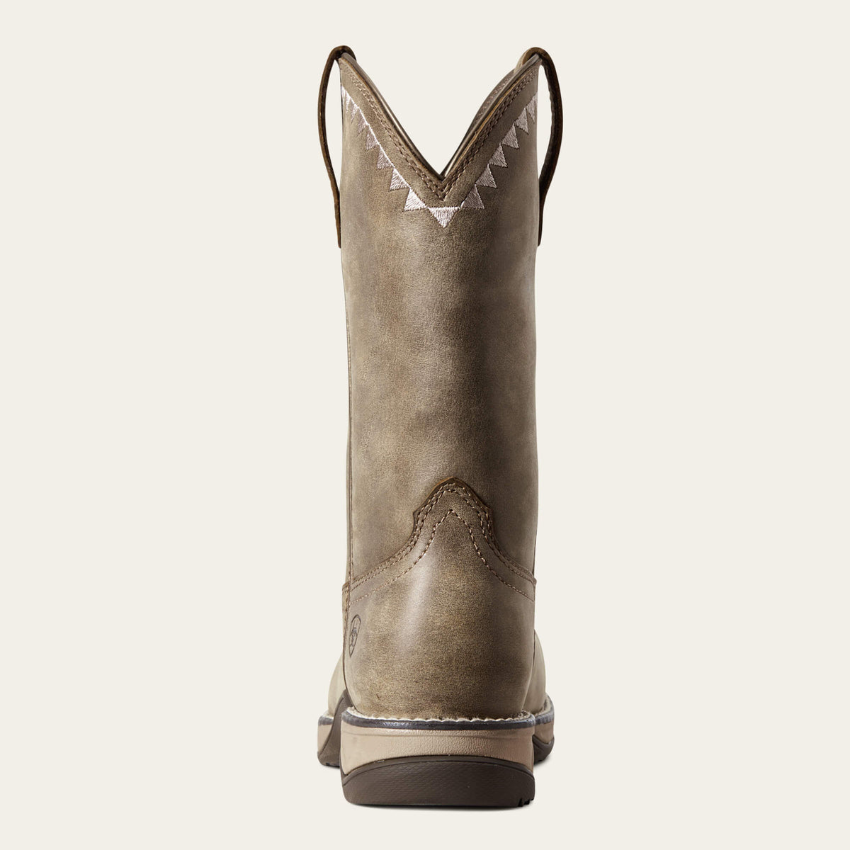 Ariat Anthem Deco Square Toe Composite Toe Work Boot in Brown Bomber, heel view