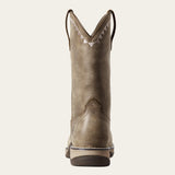 Ariat Anthem Deco Square Toe Composite Toe Work Boot in Brown Bomber, heel view