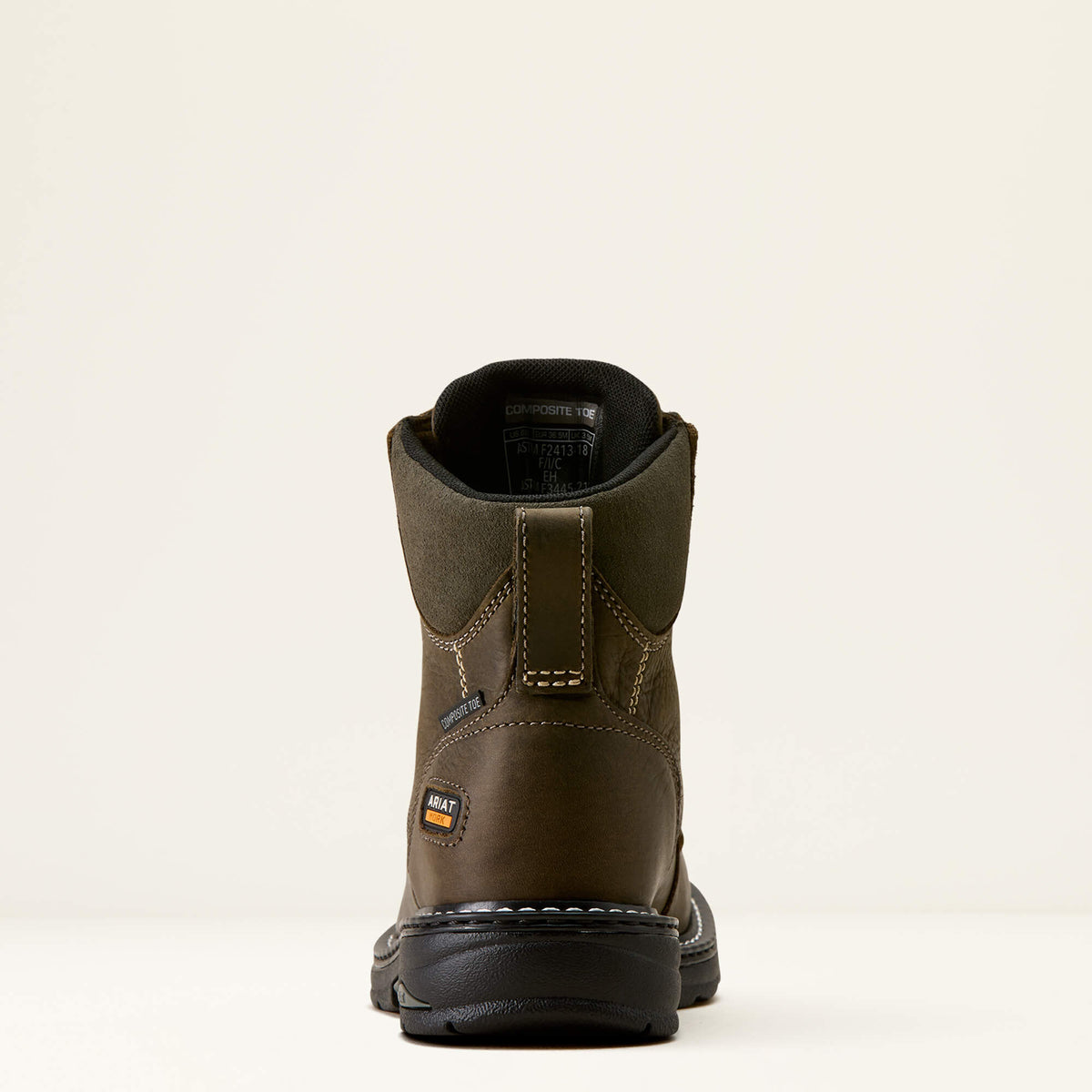 Ariat Casey 6" Composite Toe Work Boot in Shadow, heel view