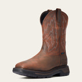 Ariat Big Rig Waterproof Wide Square Toe Work Boot in Dark Brown, three-quarter front view