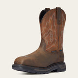 Ariat Big Rig Waterproof Wide Square Toe Composite Toe Work Boot in Dark Brown, three-quarter front view