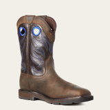 Ariat Groundwork Waterproof Wide Square Toe Steel Toe Work Boot in Dark Brown, medial view