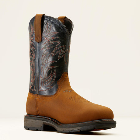Ariat WorkHog CSA Waterproof Wide Square Toe Metguard Composite Toe Work Boot in Dark Copper, medial view