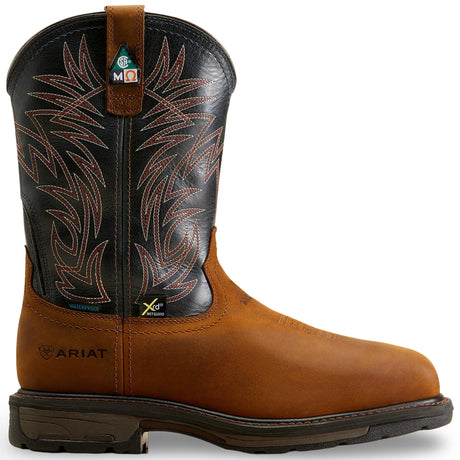 Ariat WorkHog CSA Waterproof Wide Square Toe Metguard Composite Toe Work Boot in Dark Copper, side view