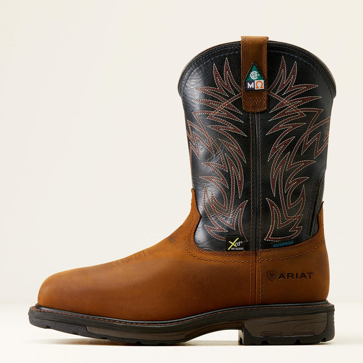 Ariat WorkHog CSA Waterproof Wide Square Toe Metguard Composite Toe Work Boot in Dark Copper, side view