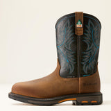 Ariat WorkHog CSA Waterproof Wide Square Toe Composite Toe Work Boot in Tumbled Bark, side view