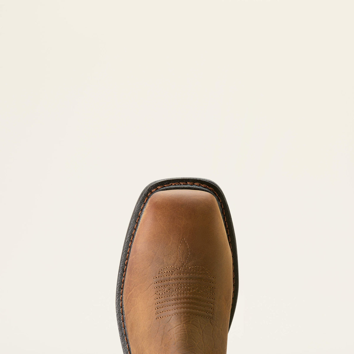 Ariat WorkHog CSA Waterproof Wide Square Toe Composite Toe Work Boot in Tumbled Bark, toe view