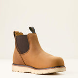 Ariat Rebar Wedge Chelsea Waterproof Composite Toe Work Boot in Antique Brown, medial view
