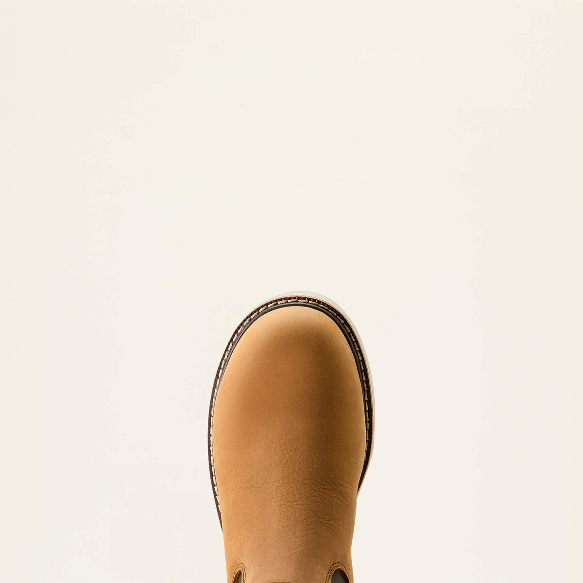 Ariat Rebar Wedge Chelsea Waterproof Composite Toe Work Boot in Antique Brown, toe view