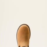 Ariat Rebar Wedge Chelsea Waterproof Work Boot in Antique Brown, toe view