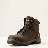 Ariat Turbo Duratread 6" Waterproof Carbon Toe Work Boot in Dark Brown, three-quarter front view