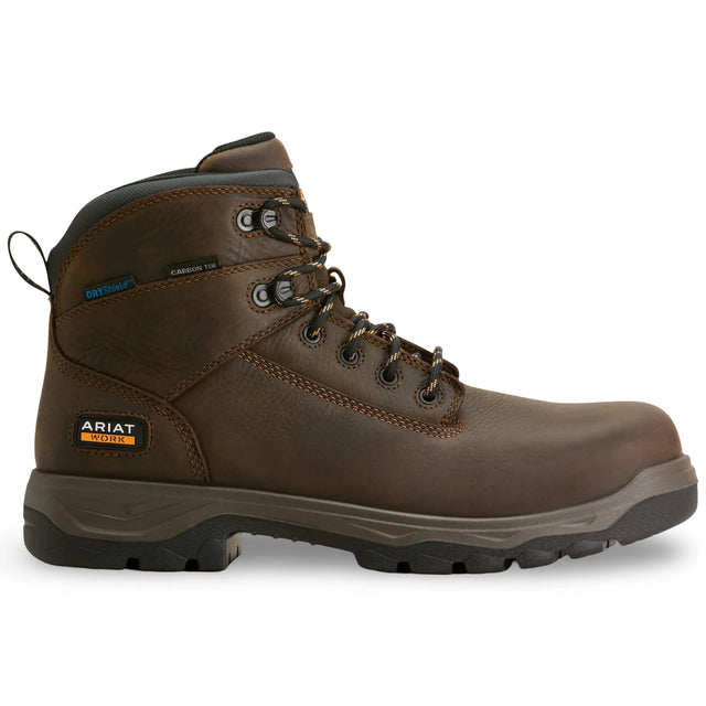 Ariat Turbo Duratread 6" Waterproof Carbon Toe Work Boot in Dark Brown, side view