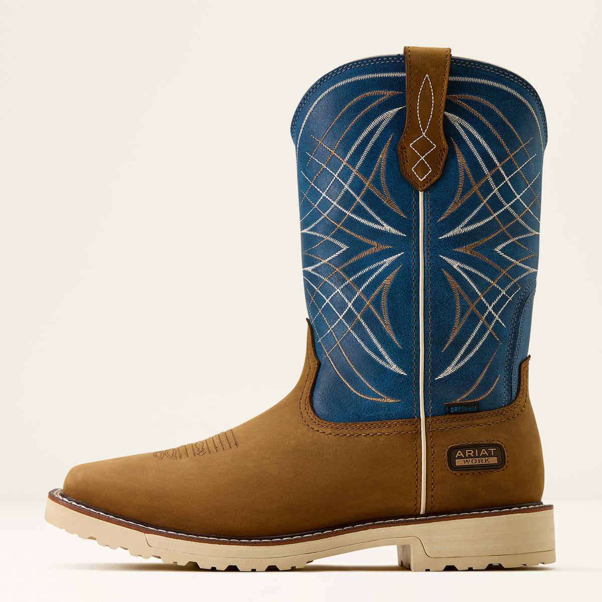 Ariat Activator Waterproof Wide Square Toe  Work Boot in Dusted Brown, side view