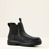 Ariat Turbo Chelsea Waterproof Work Boot in All Black, medial view
