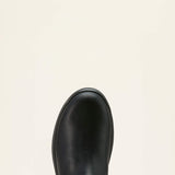 Ariat Turbo Chelsea Waterproof Work Boot in All Black, toe view