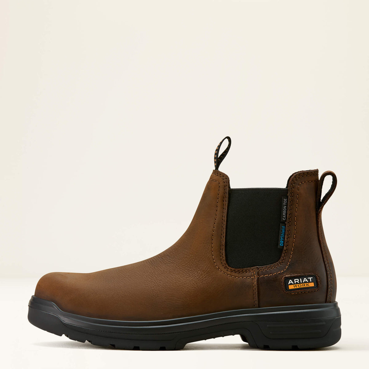 Ariat Turbo Chelsea CSA Waterproof Carbon Toe Work Boot in Rich Brown, side view