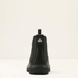 Ariat Turbo Chelsea CSA Waterproof Carbon Toe Work Boot in All Black, heel view