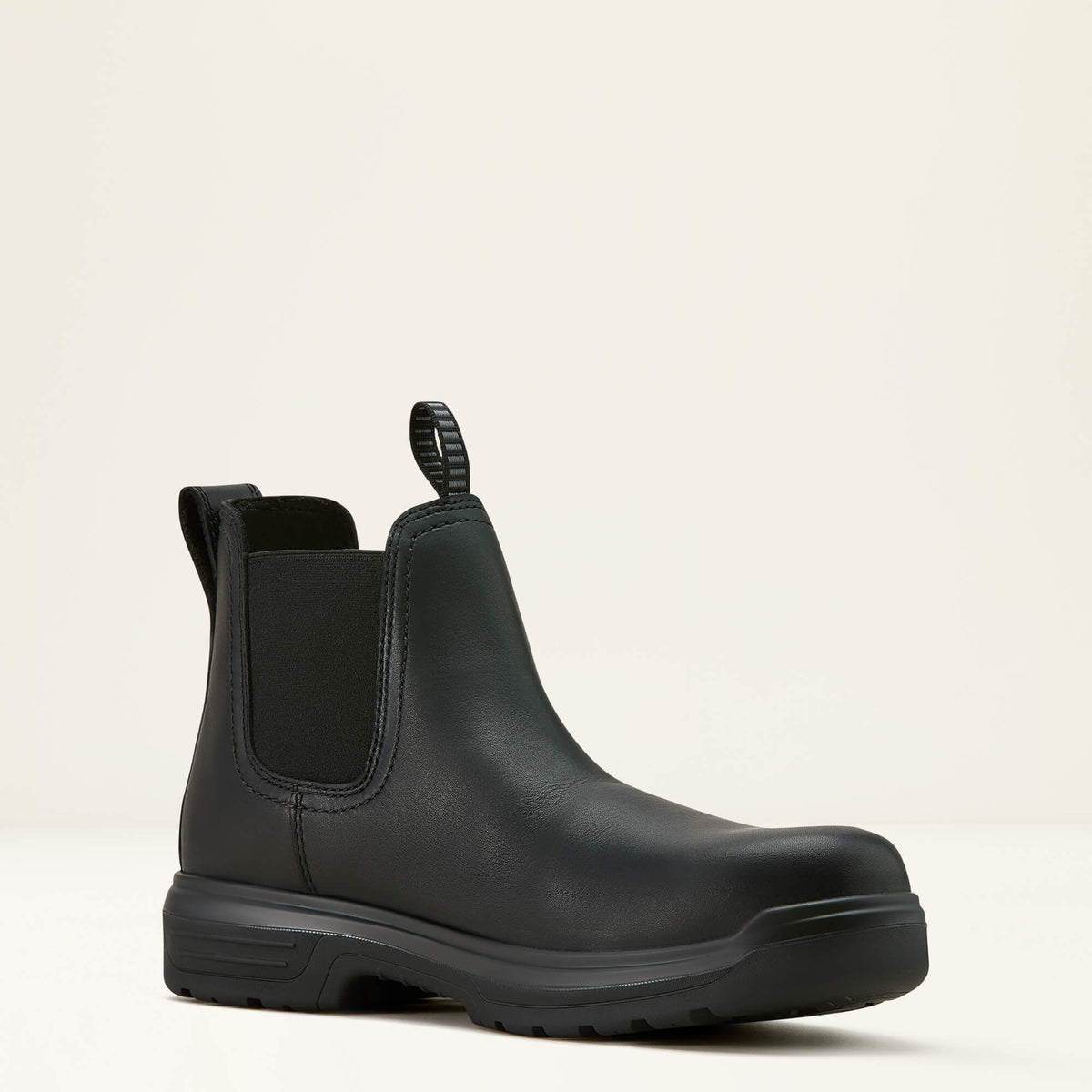 Ariat Turbo Chelsea CSA Waterproof Carbon Toe Work Boot in All Black, medial view
