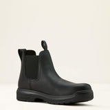 Ariat Turbo Chelsea CSA Waterproof Carbon Toe Work Boot in All Black, medial view