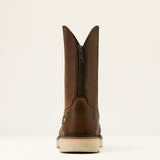 Ariat Rebar Lift Pull On Moc Toe Composite Toe Work Boot in Distressed Brown, heel view