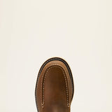 Ariat Rebar Lift Pull On Moc Toe Composite Toe Work Boot in Distressed Brown, toe view