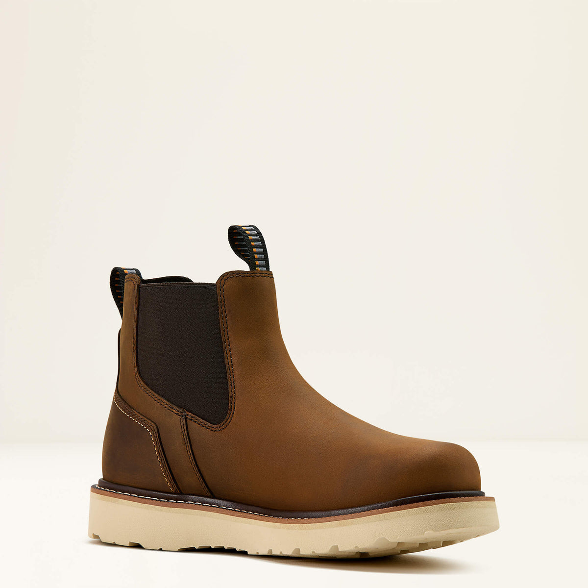 Ariat Rebar Wedge Chelsea Waterproof Work Boot in Distressed Brown, medial view