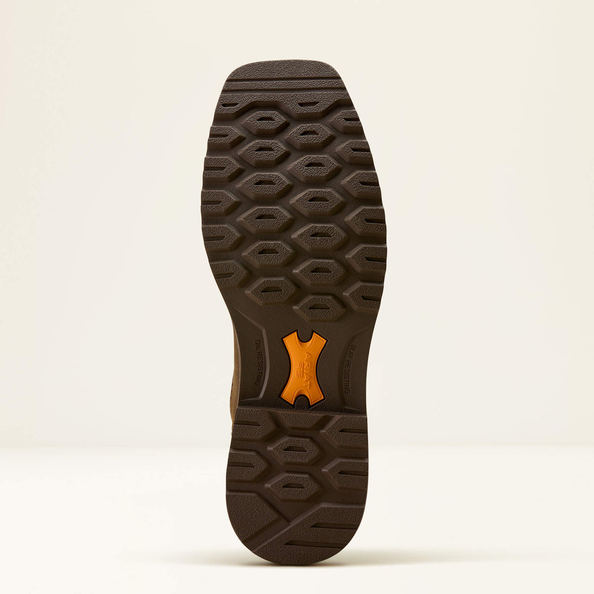 Ariat Activator  VentTEK Waterproof Wide Square Toe Steel Toe Work Boot in Dark Brown, sole view